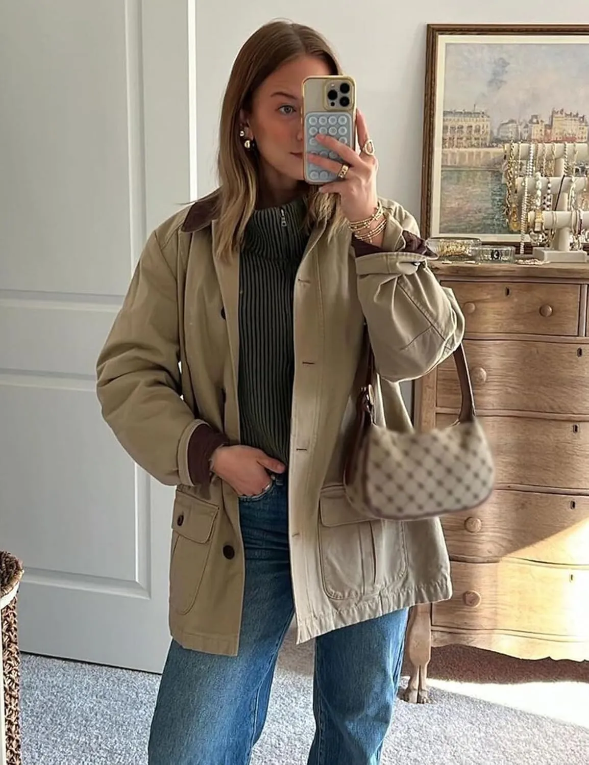 Wyeysyt Lightweight Barn Jacket for Women Corduroy Collar Canvas Jackets Button Down Outwear with Pockets