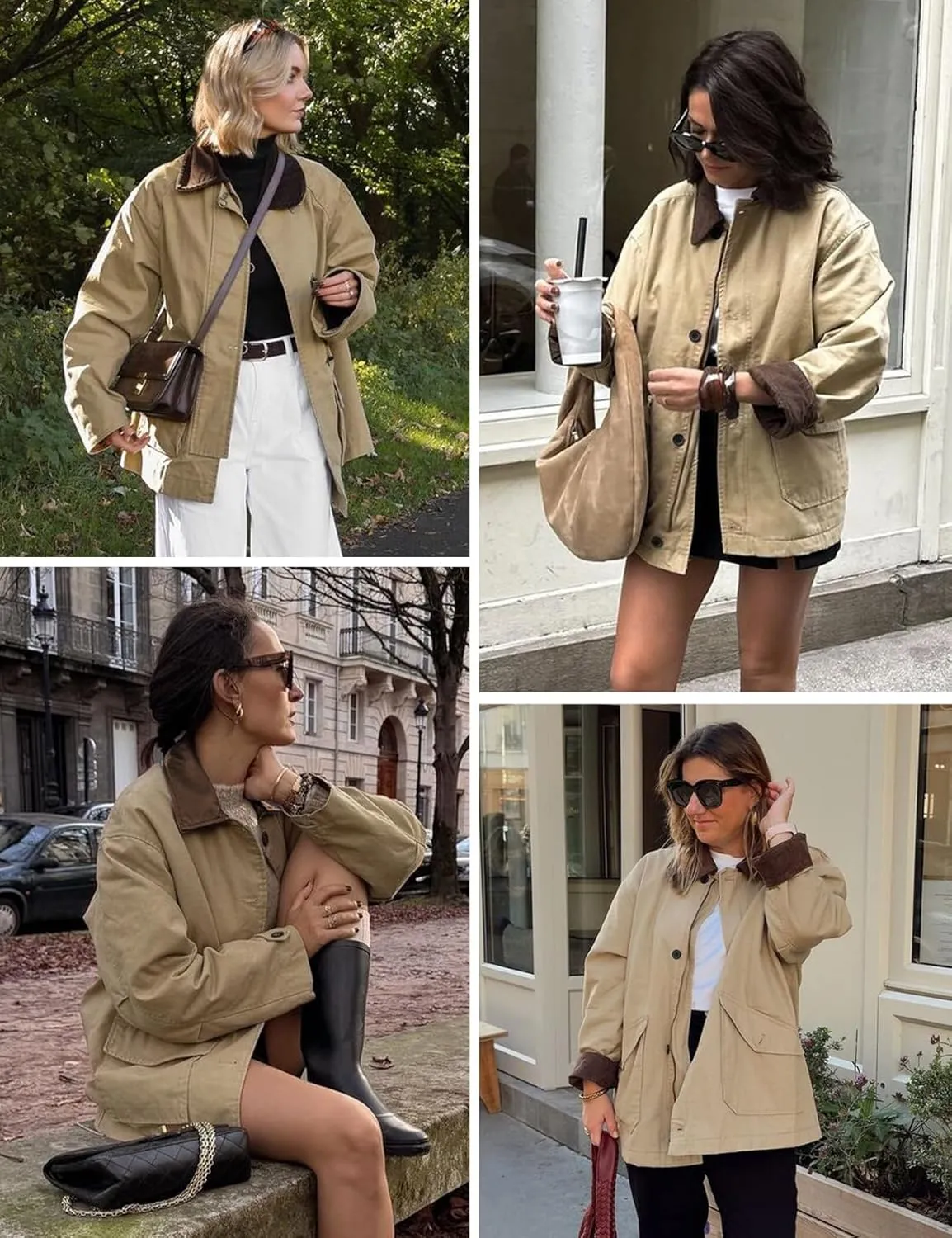 Wyeysyt Lightweight Barn Jacket for Women Corduroy Collar Canvas Jackets Button Down Outwear with Pockets