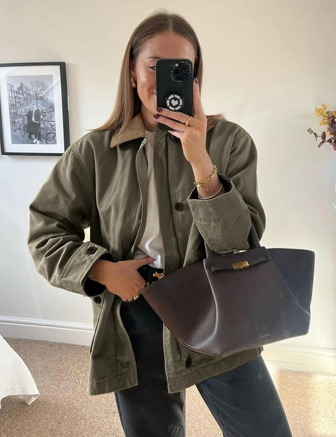 Wyeysyt Lightweight Barn Jacket for Women Corduroy Collar Canvas Jackets Button Down Outwear with Pockets