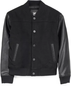 X RAY Boys Outerwear Coat with Faux Leather (S - XL), Wool Varsity Bomber Jacket for Kids W/Grainy PU Sleeves for Boys