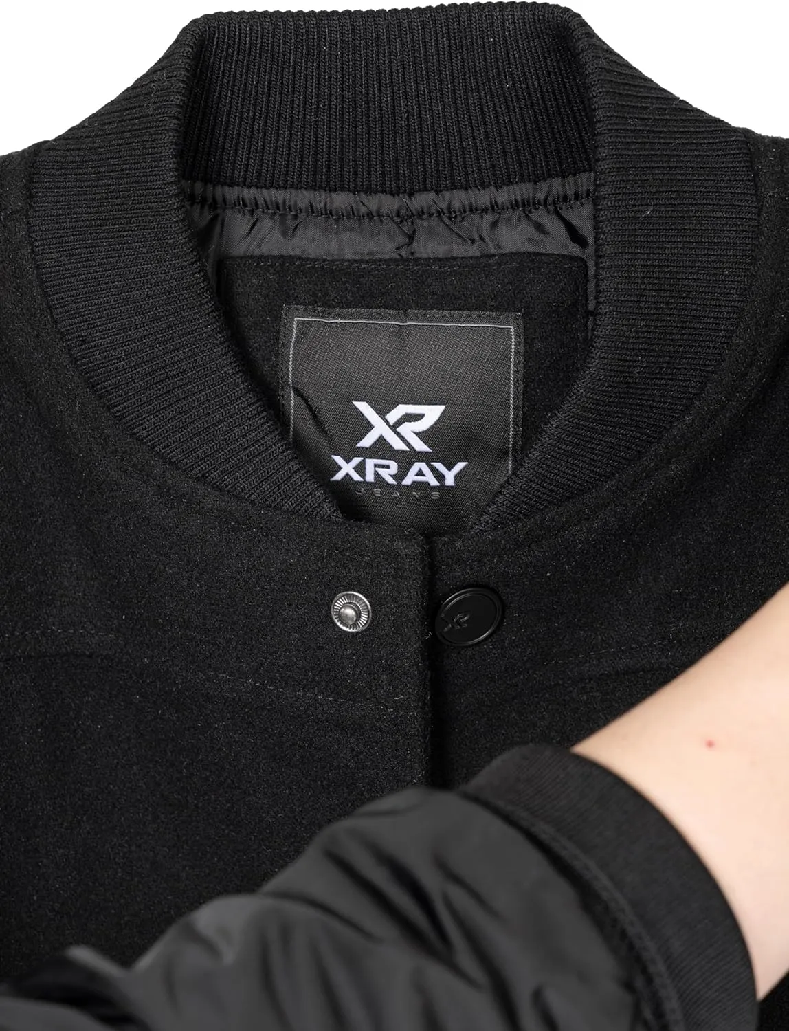 X RAY Boys Outerwear Coat with Faux Leather (S - XL), Wool Varsity Bomber Jacket for Kids W/Grainy PU Sleeves for Boys