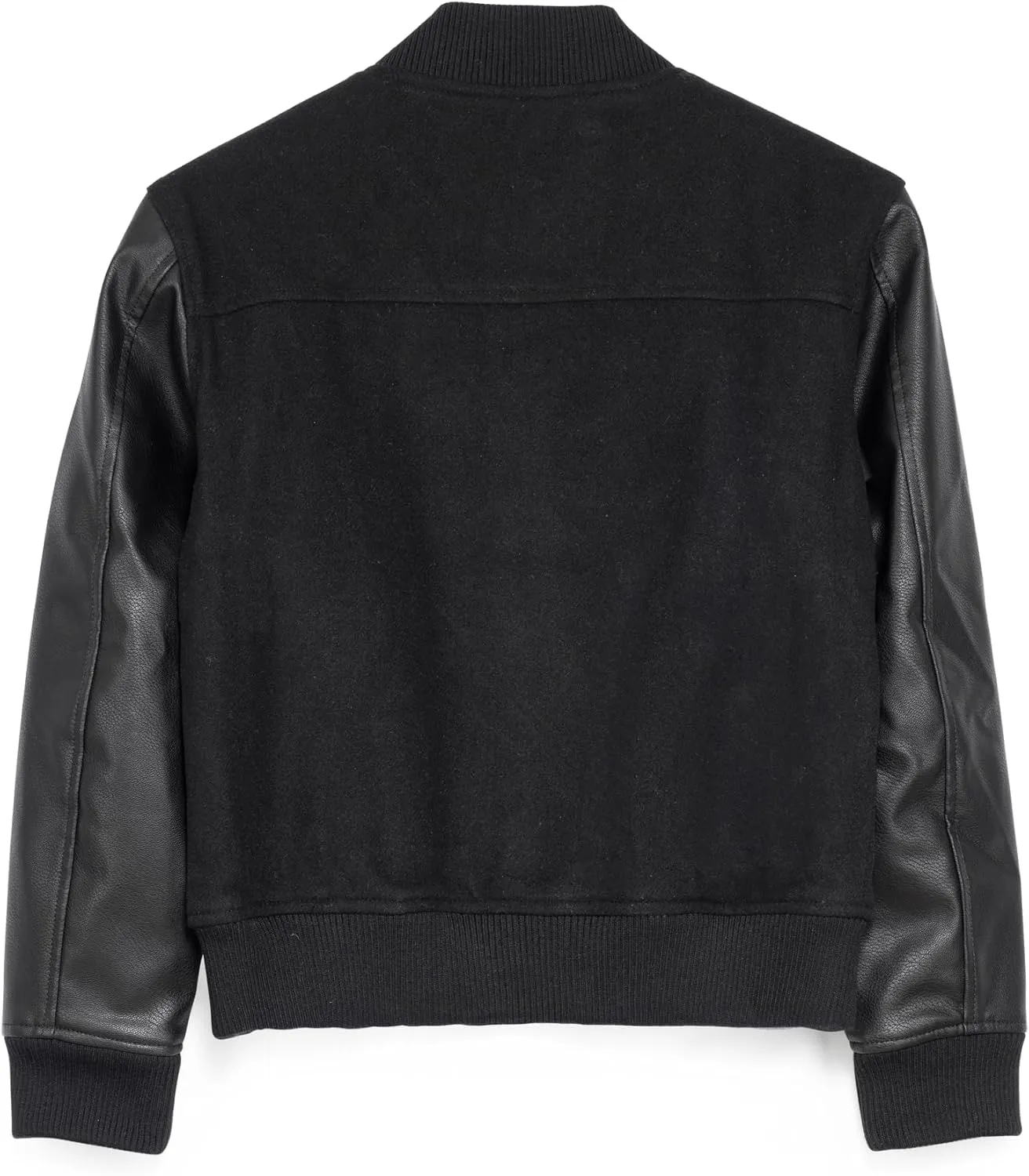 X RAY Boys Outerwear Coat with Faux Leather (S - XL), Wool Varsity Bomber Jacket for Kids W/Grainy PU Sleeves for Boys