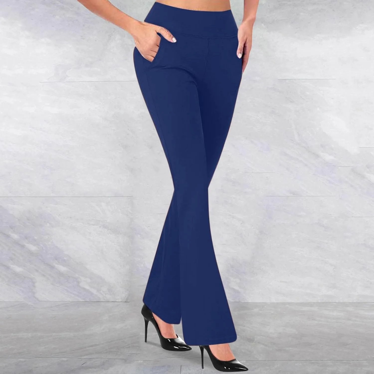 yardsong Dress Pants Women High Waisted Flare Business Casual Work Trousers Bootcut Office Pull On Slacks with Pockets