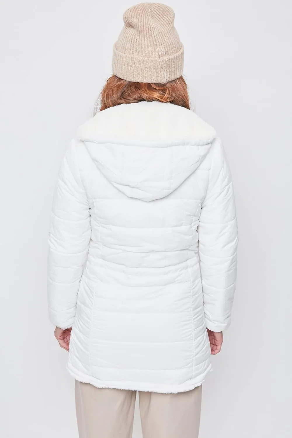 YMI Women's Junior Reversible Faux Fur Puffer Jacket
