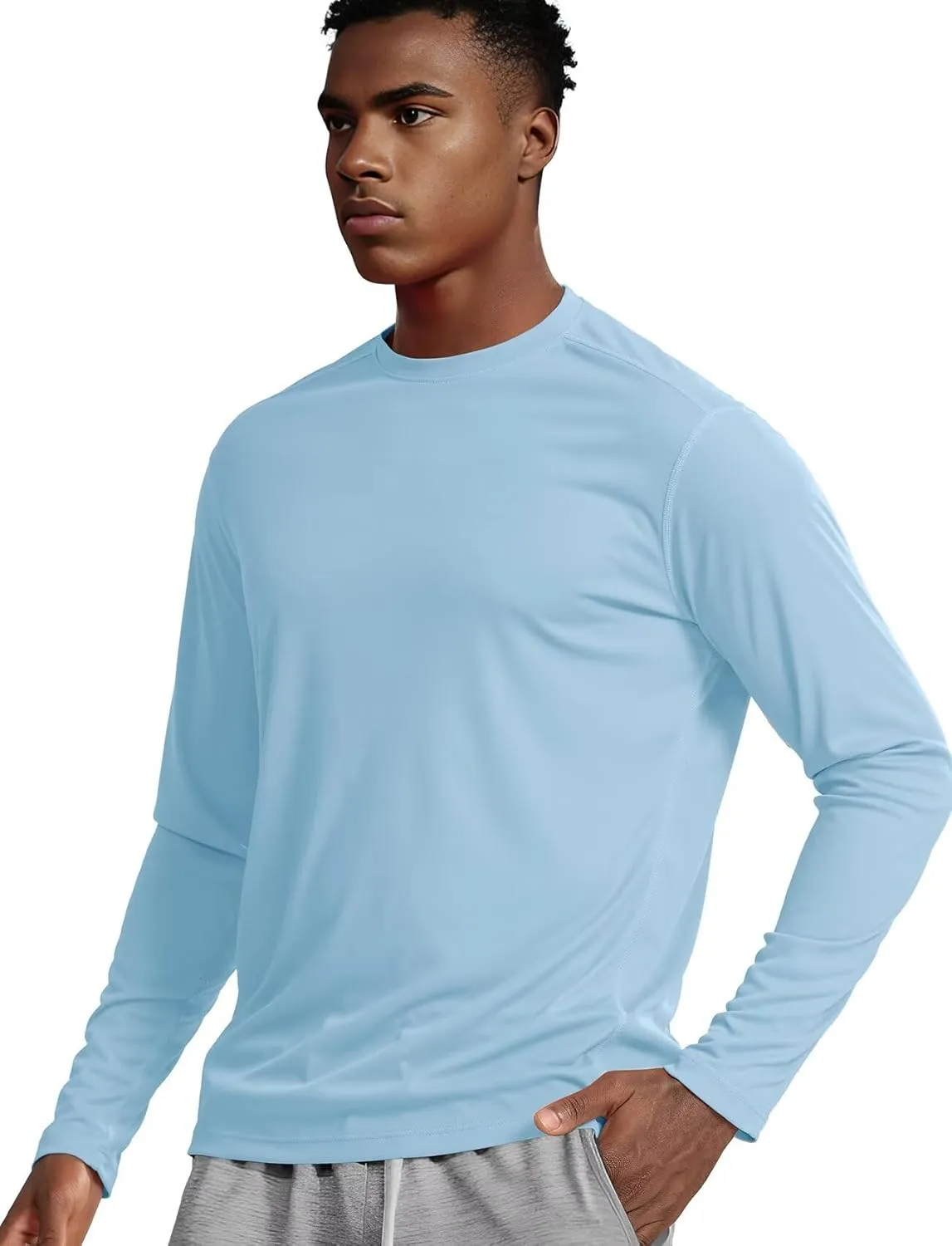 Zengjo Moisture Wicking Athletic Shirts for Men Long Sleeve Workout Running Gym Performance Tee UV/Sun Protection