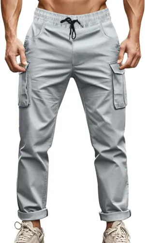 ZYXTIM Cargo Sweatpants for Men Elastic Waist Work Joggers Trousers Stretch Casual Tactical Work Bottoms with Multi Pockets