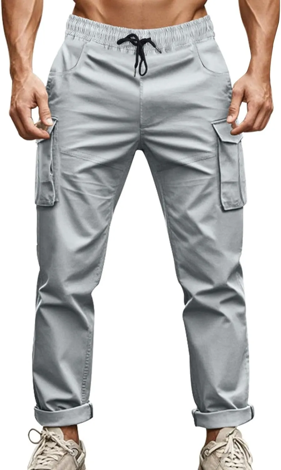 ZYXTIM Cargo Sweatpants for Men Elastic Waist Work Joggers Trousers Stretch Casual Tactical Work Bottoms with Multi Pockets