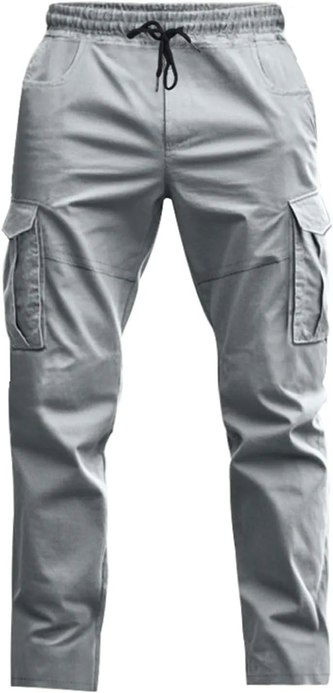 ZYXTIM Cargo Sweatpants for Men Elastic Waist Work Joggers Trousers Stretch Casual Tactical Work Bottoms with Multi Pockets