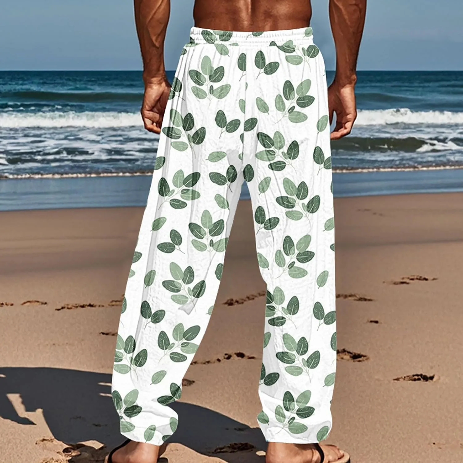 ZYXTIM Hawaiian Beach Summer Pants for Men Cute Graphic Straight Leg Fashion Travel Casual Trousers Loose Comfy Loungewear