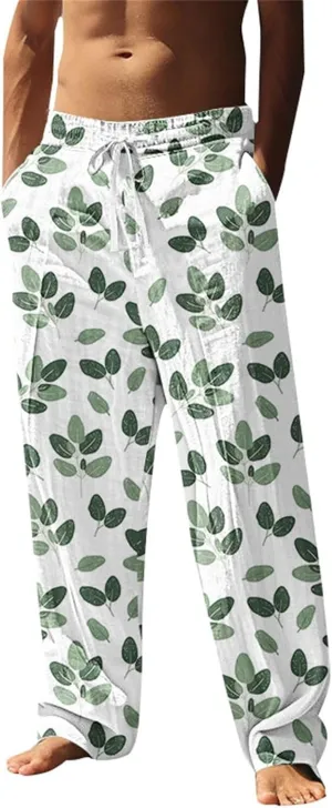 ZYXTIM Hawaiian Beach Summer Pants for Men Cute Graphic Straight Leg Fashion Travel Casual Trousers Loose Comfy Loungewear